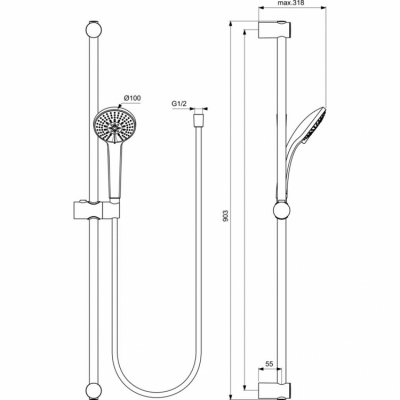 Душевой набор 3 в 1 Ideal Standard CERATHERM T100 BC985AA