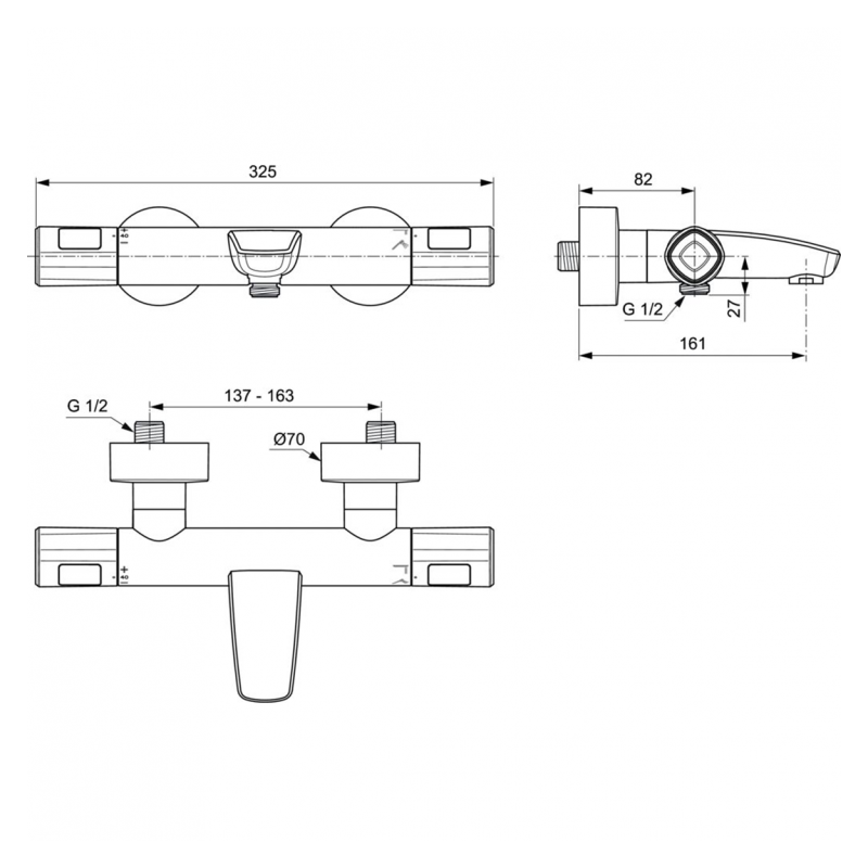 Душевой набор 3 в 1 Ideal Standard CERATHERM T100 BC985AA