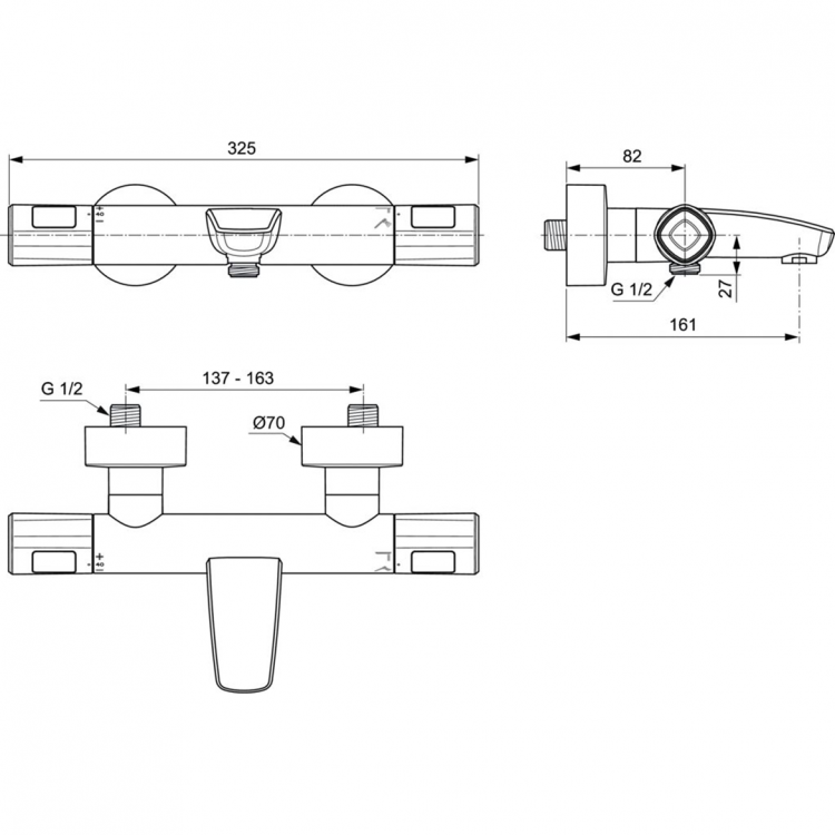Душевой набор 3 в 1 Ideal Standard CERATHERM T100 BC985AA