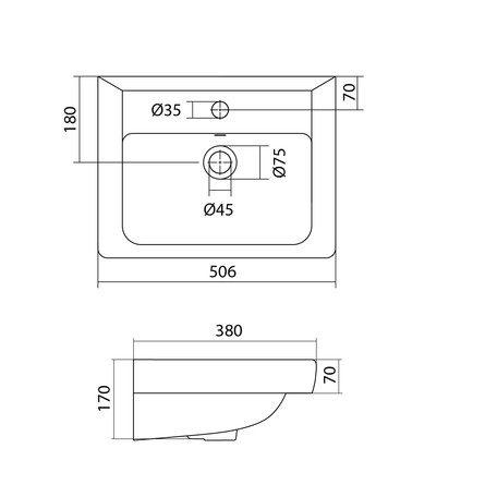 Раковина 506x380мм Santek Тигода 50 мебельный, отверстие под смеситель, 1WH302128