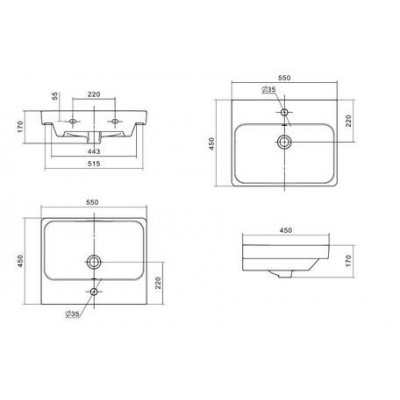 Раковина 550x450мм Santek Адриана 55 мебельная, отверстие под смеситель, 1WH501620