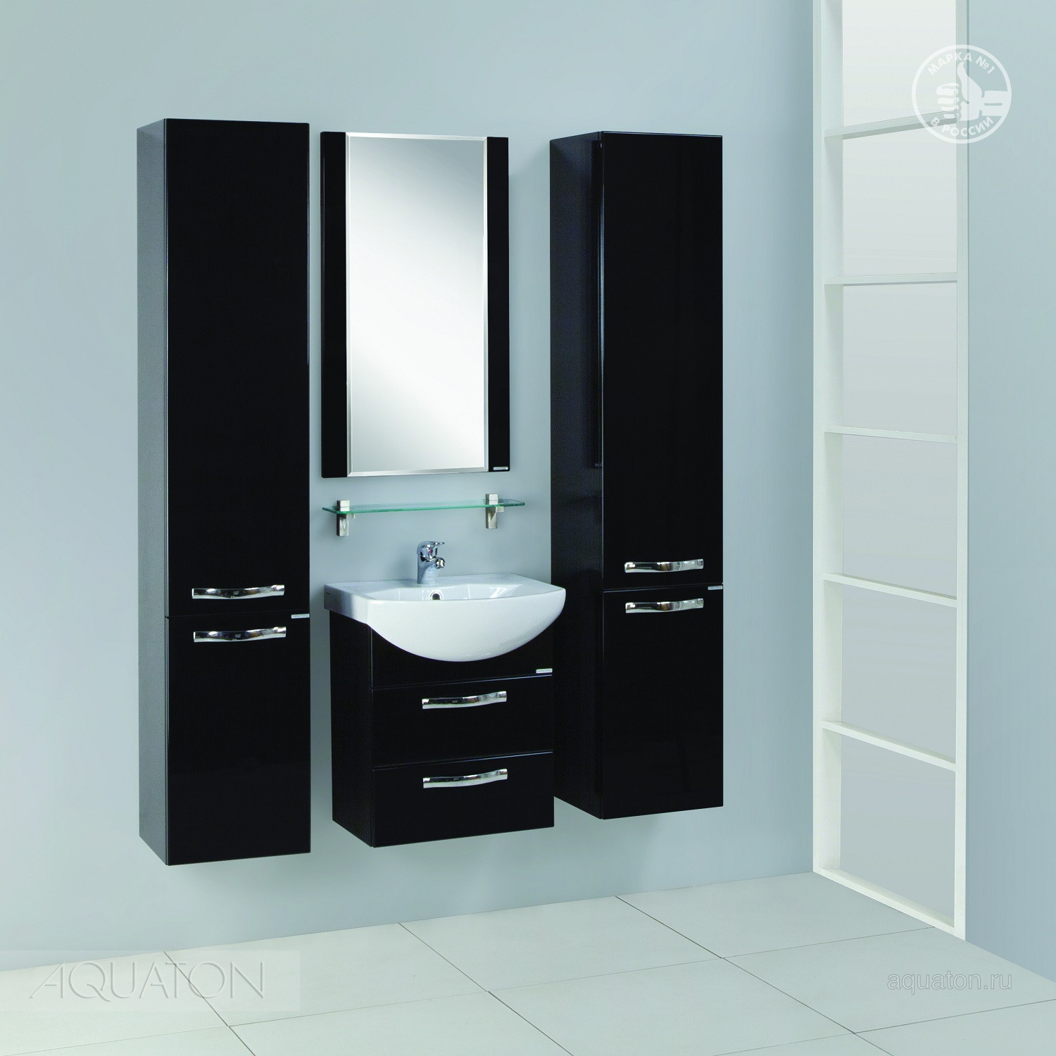 Тумба под раковину черная 50см AQUATON Ария 1A140001AA950
