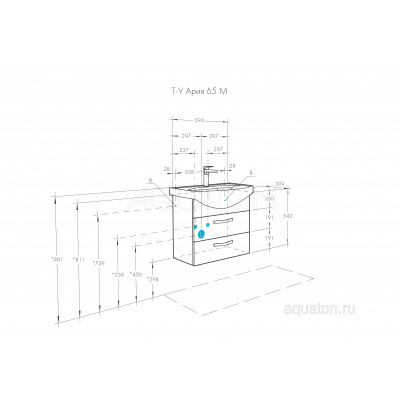 Тумба под раковину черная 65см AQUATON Ария 1A123301AA950