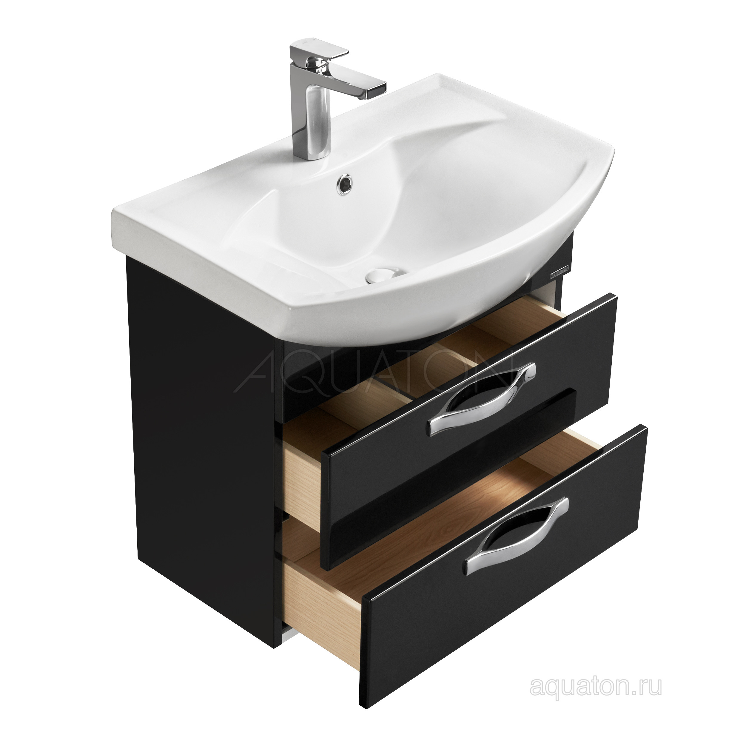 Тумба под раковину черная 65см AQUATON Ария 1A123301AA950