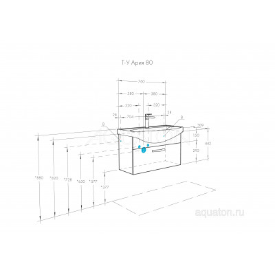 Тумба под раковину белая 80см AQUATON Ария 1A141701AA010