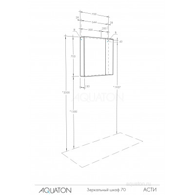 Зеркальный шкаф белый 70см Aquaton Асти 1A263402AX010