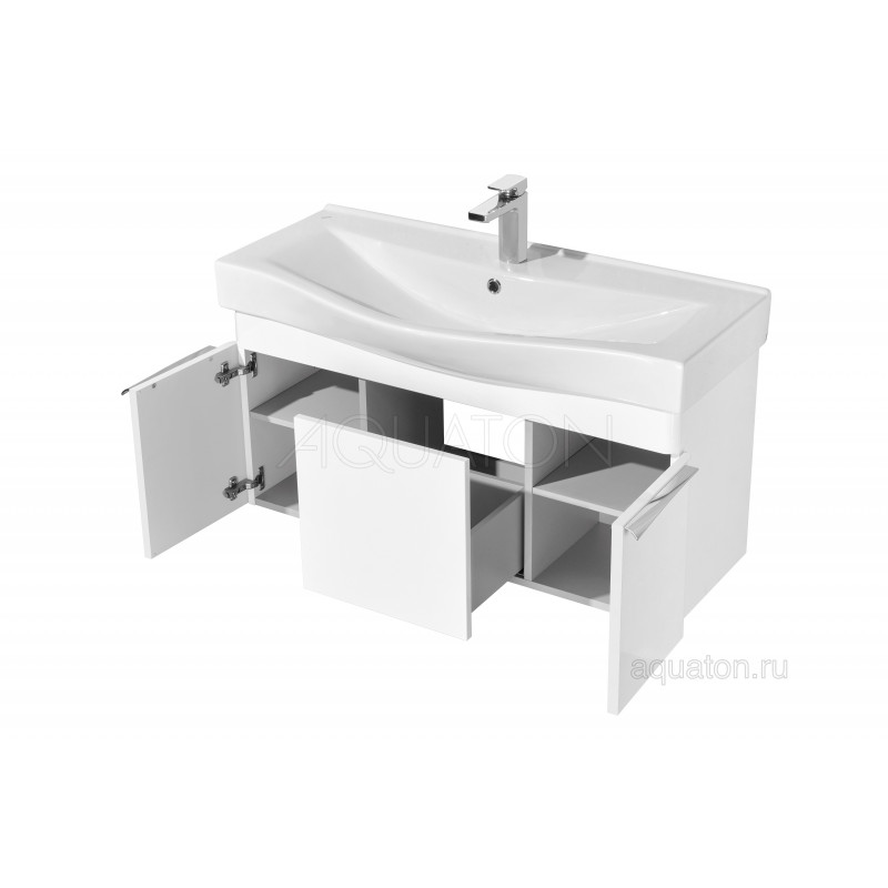Тумба под раковину белая 100см AQUATON Беверли 1A236701BV010