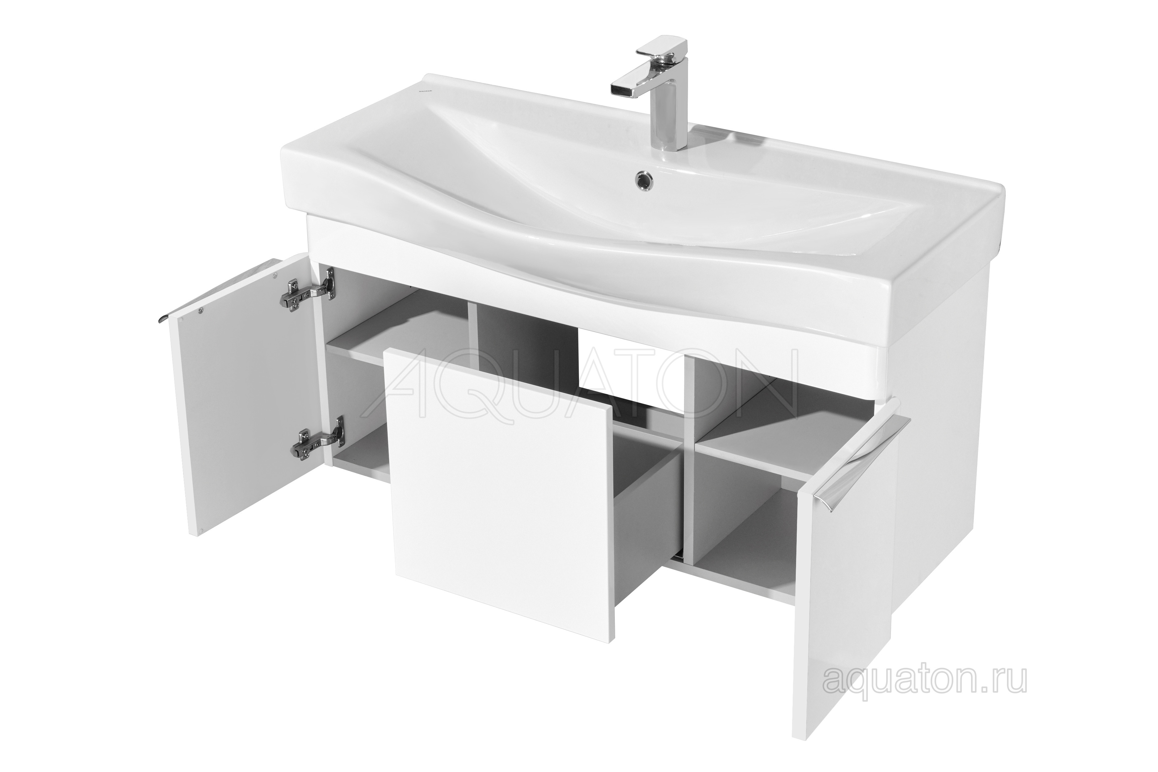 Тумба под раковину белая 100см AQUATON Беверли 1A236701BV010