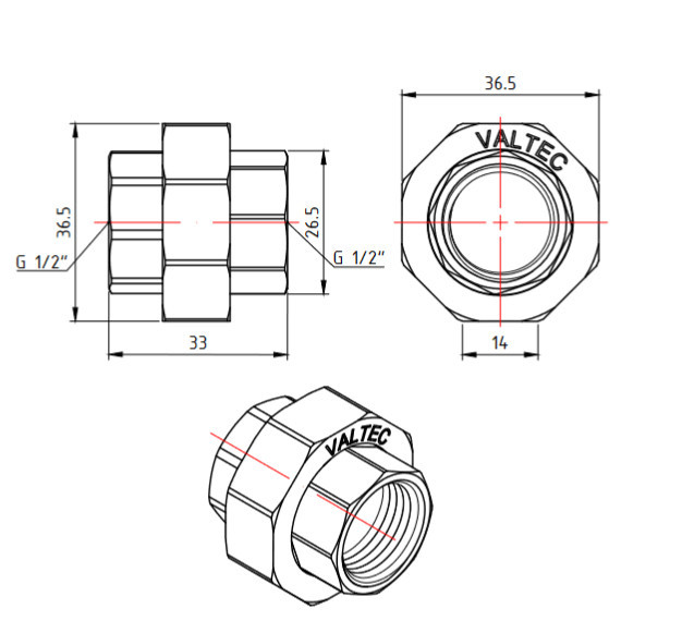 Разъемное соед.(американка) никель Ду 15 (1/2") ВР/ВР "Valtec"