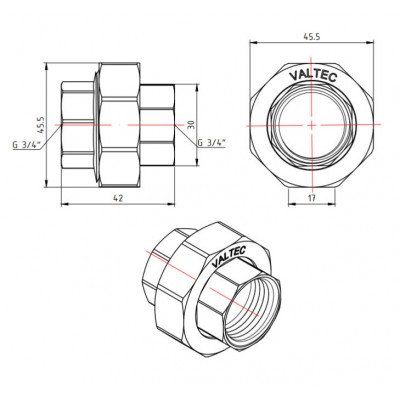 Разъемное соед.(американка) никель Ду 20 (3/4") ВР/ВР "Valtec"