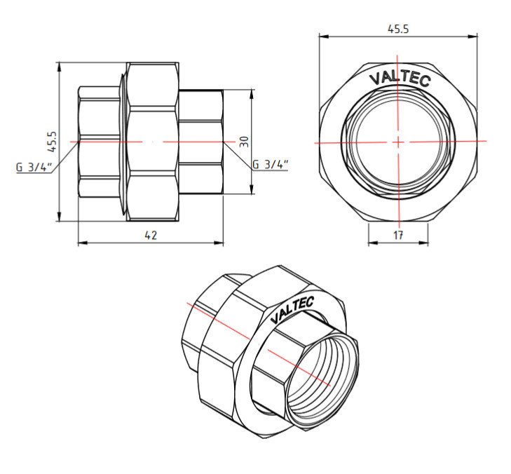 Разъемное соед.(американка) никель Ду 20 (3/4") ВР/ВР "Valtec"