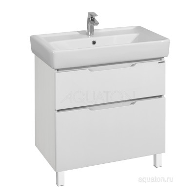 Тумба под раковину белая/дерево 80см AQUATON Дакота 1A202901DAAY0