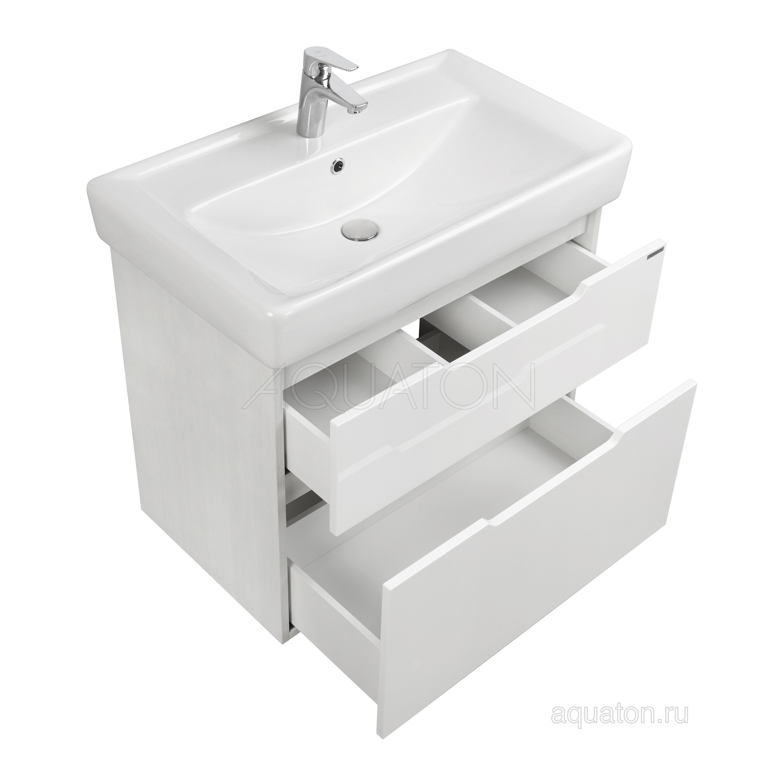 Тумба под раковину белая/дерево 80см AQUATON Дакота 1A202901DAAY0