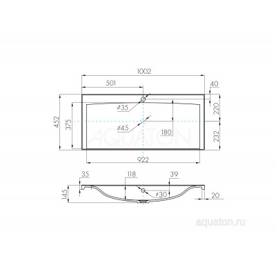 Раковина мебельная белая 100см Aquaton Айрис 1A723031AG010