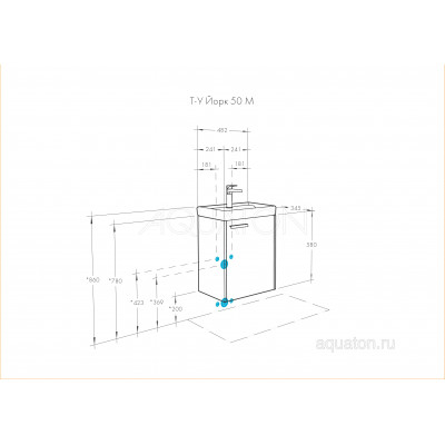 Тумба под раковину белая 50см AQUATON Йорк 1A170901YOAY0