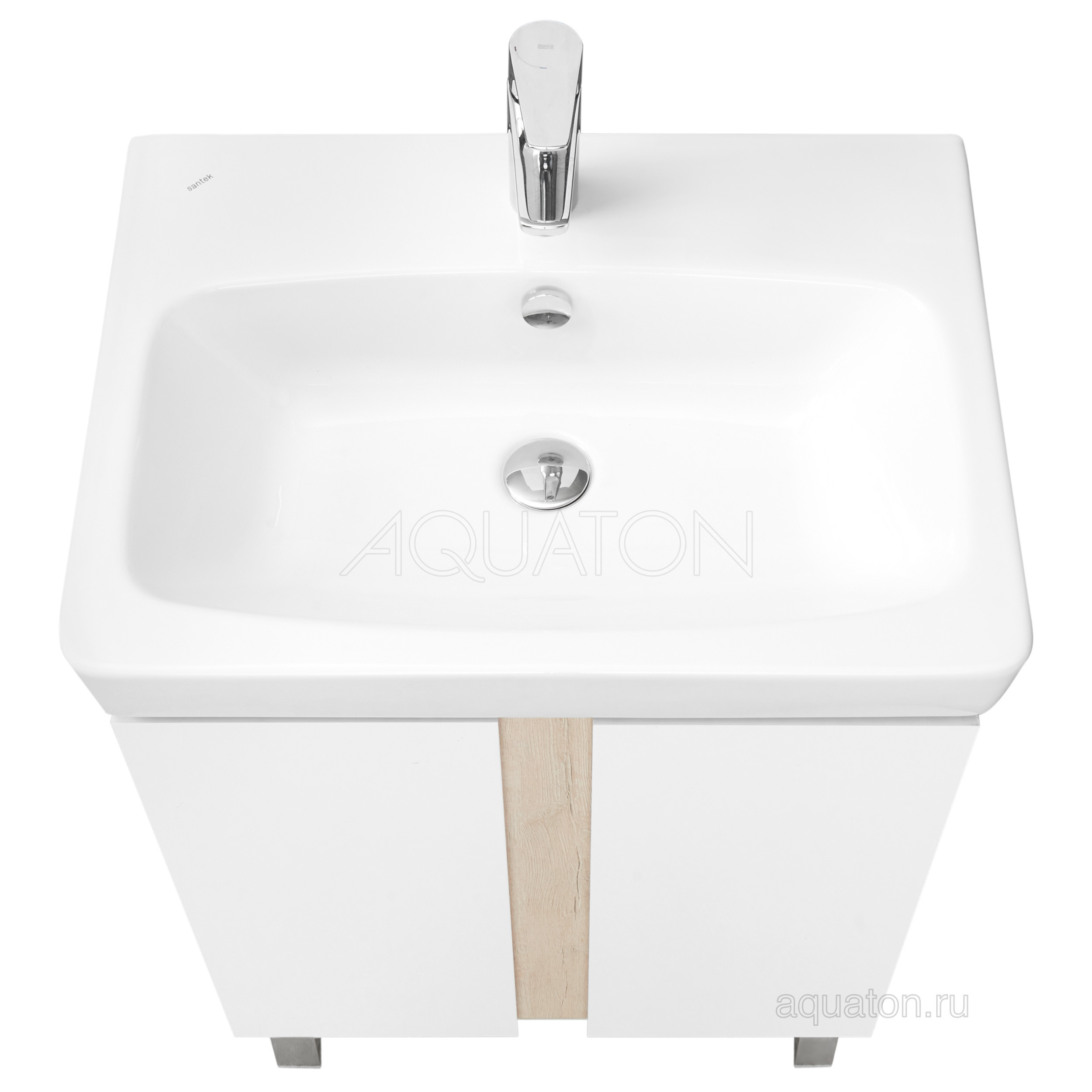 Тумба под раковину белая/дуб 60см AQUATON Кантри 1A257401AHB20