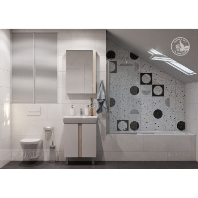 Тумба под раковину белая/дуб 60см AQUATON Кантри 1A257401AHB20