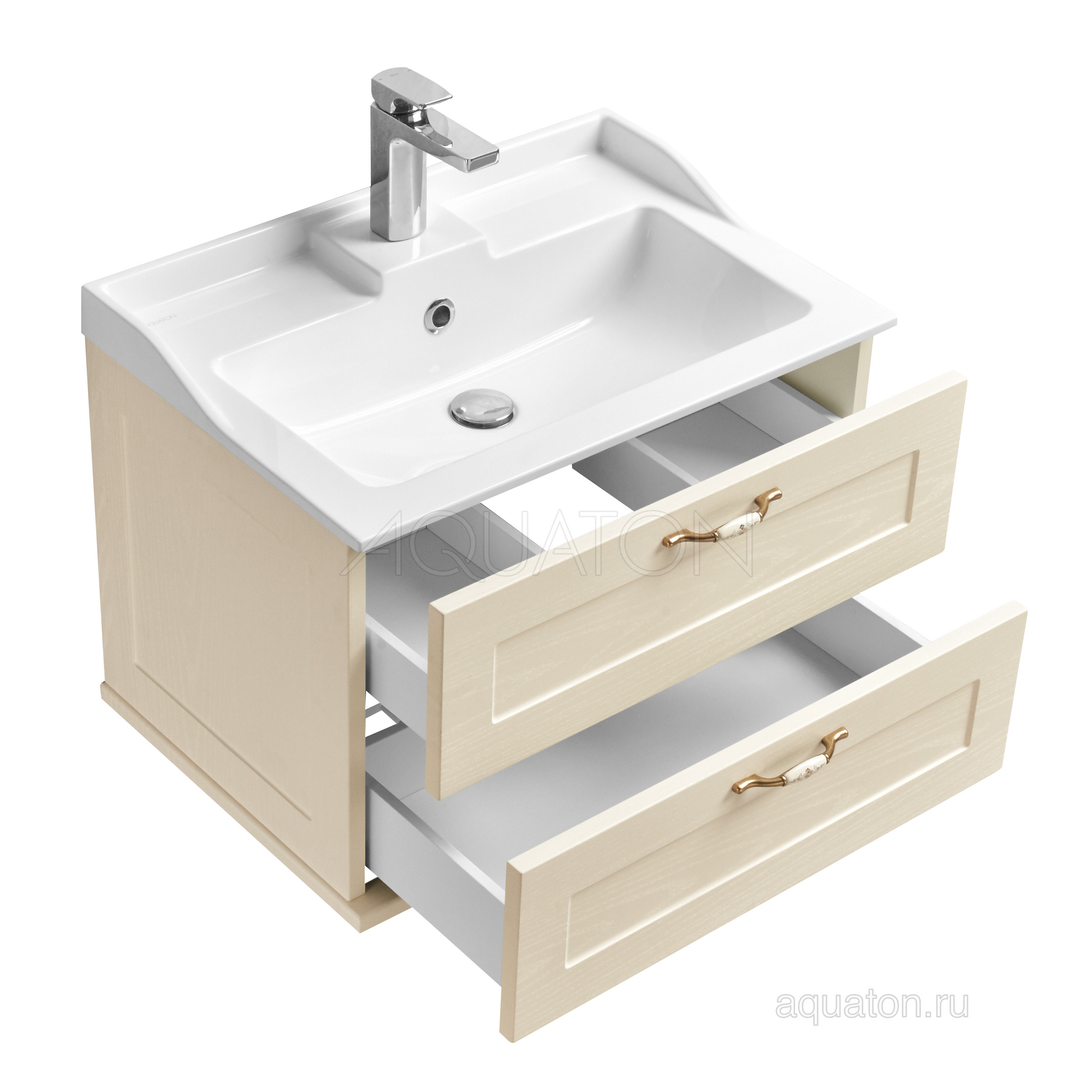 Тумба под раковину дуб бежевый 65см AQUATON Леон 1A187001LBPR0