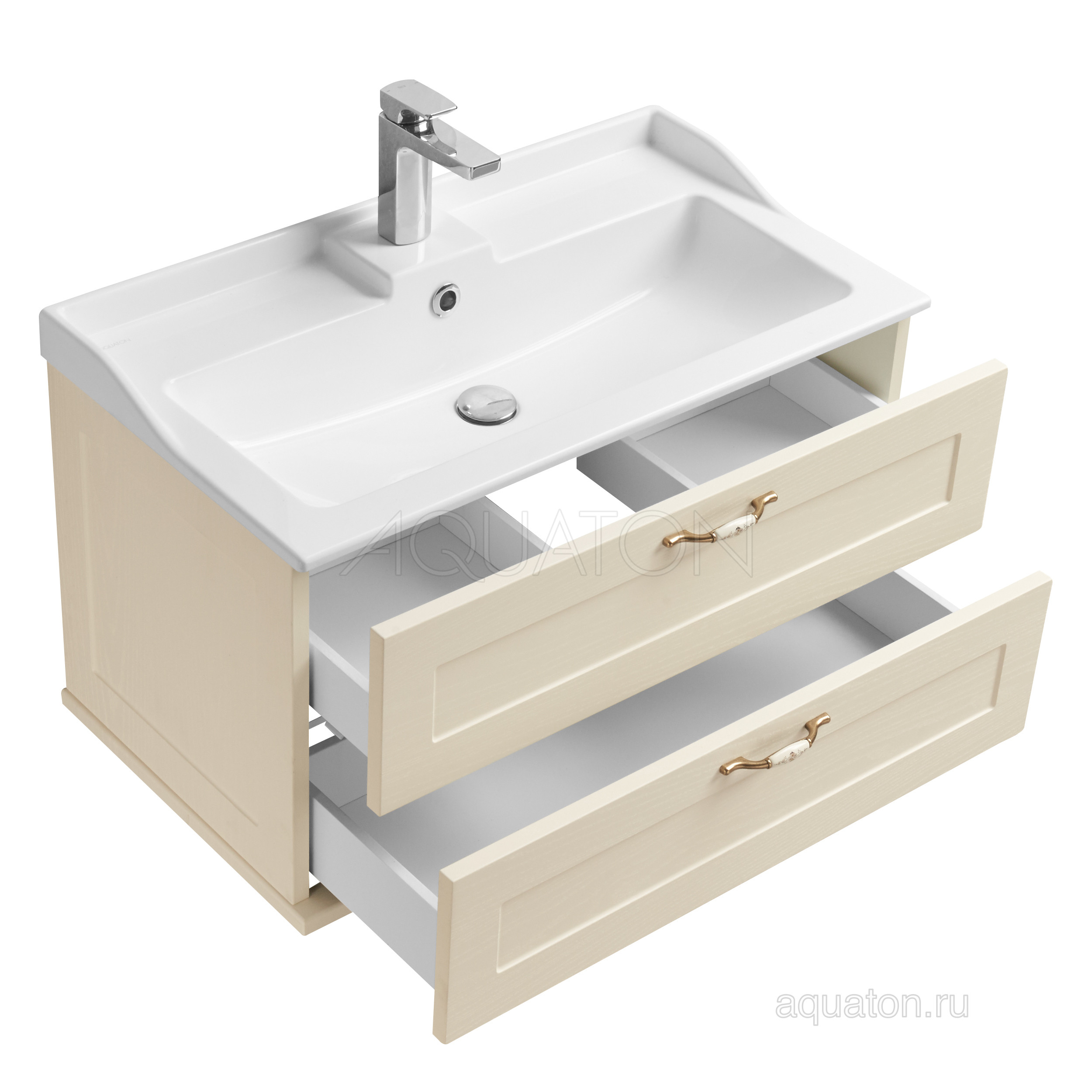 Тумба под раковину дуб бежевый 80см AQUATON Леон 1A186301LBPR0