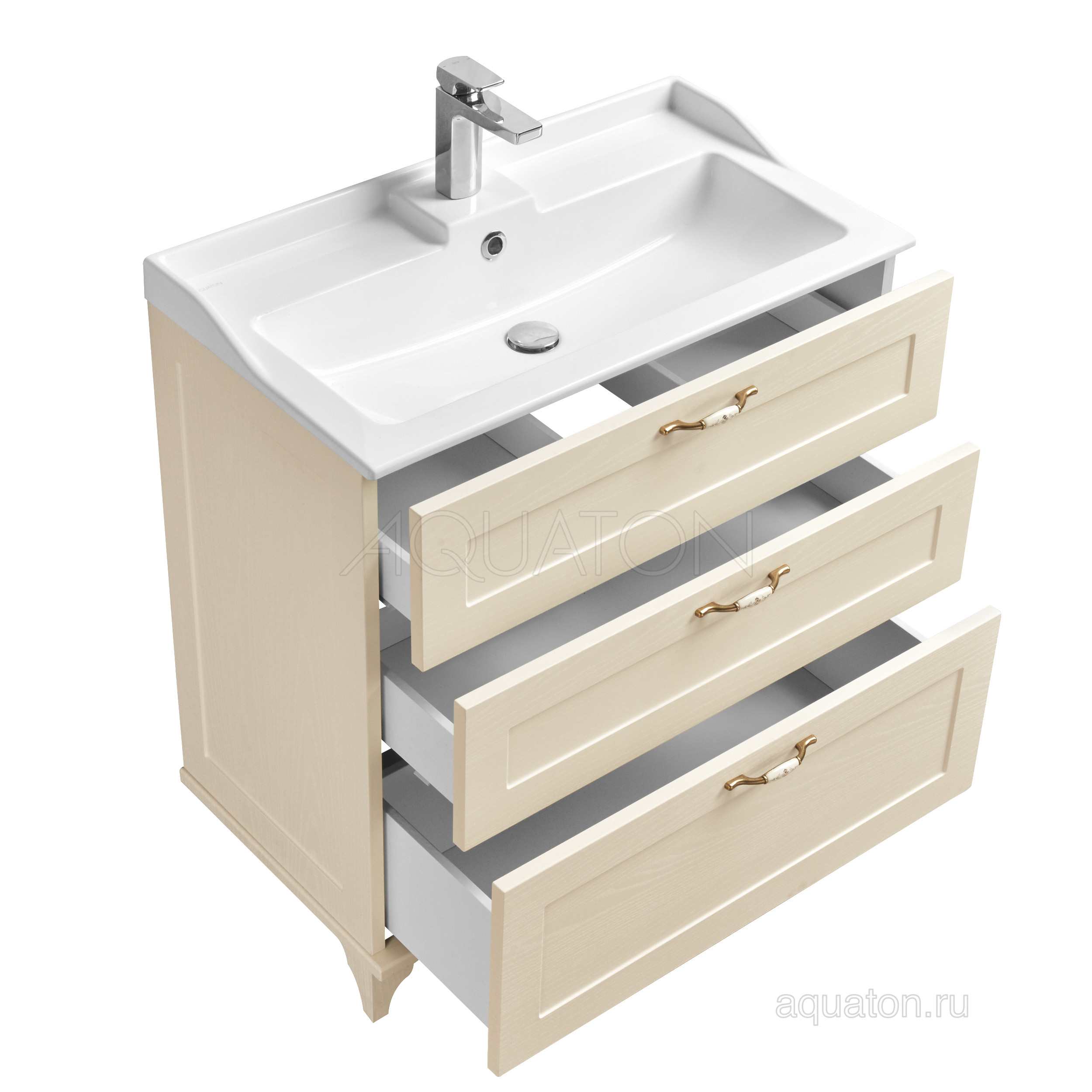 Тумба под раковину дуб бежевый 80см AQUATON Леон 1A187801LBPR0