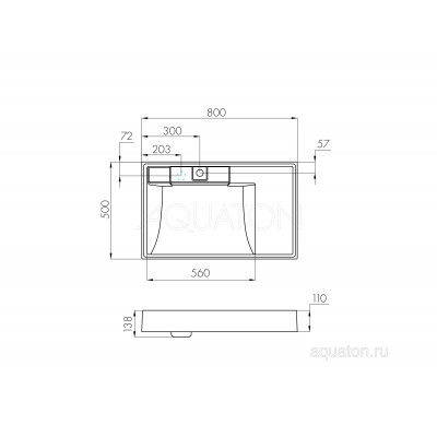 Раковина мебельная графит 80см Aquaton Рейн 1A72113KRW210