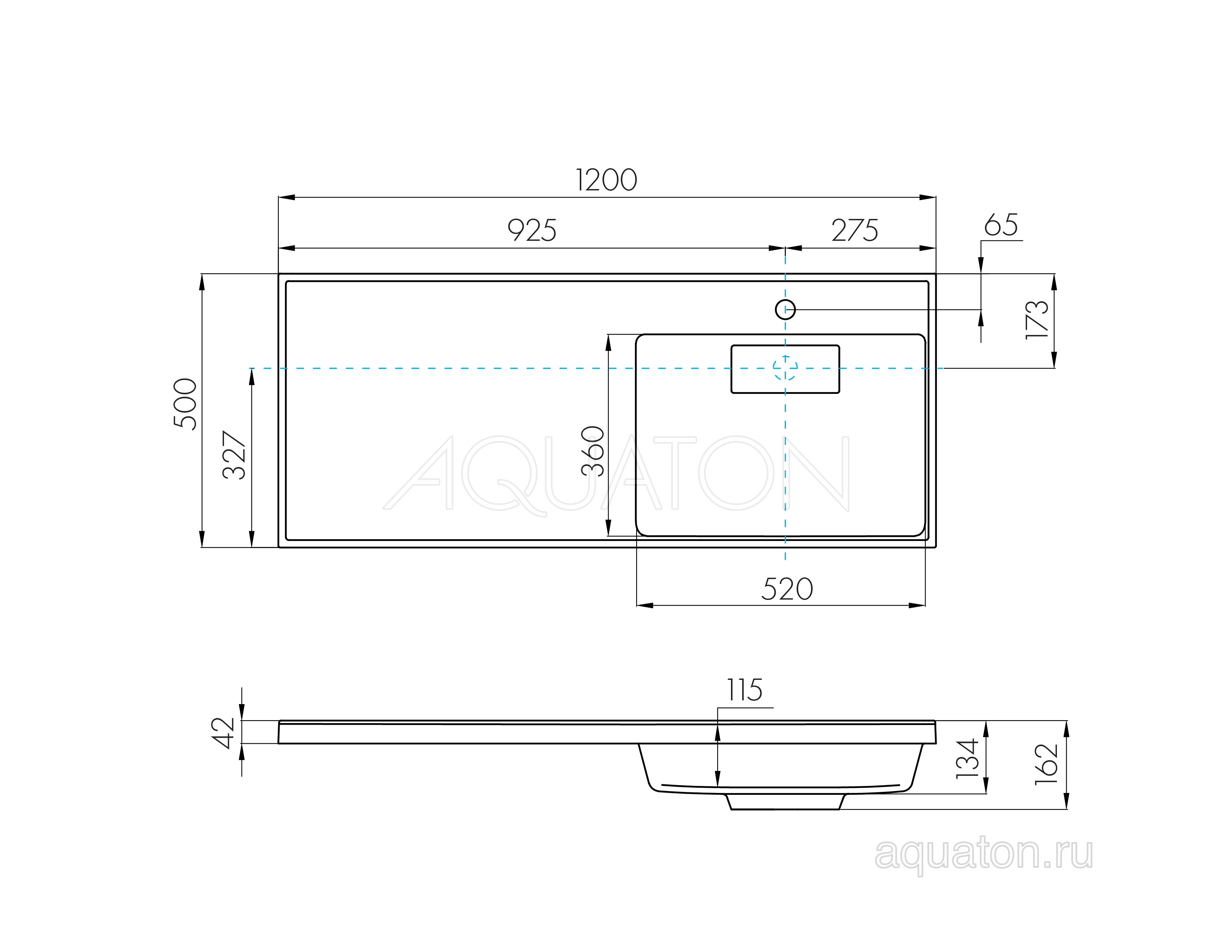 Раковина мебельная белая правая 120см Aquaton Лондри 1A72243KLH010