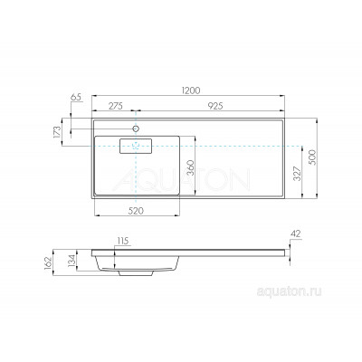 Раковина мебельная белая левая 120см Aquaton Лондри 1A72843KLH01L