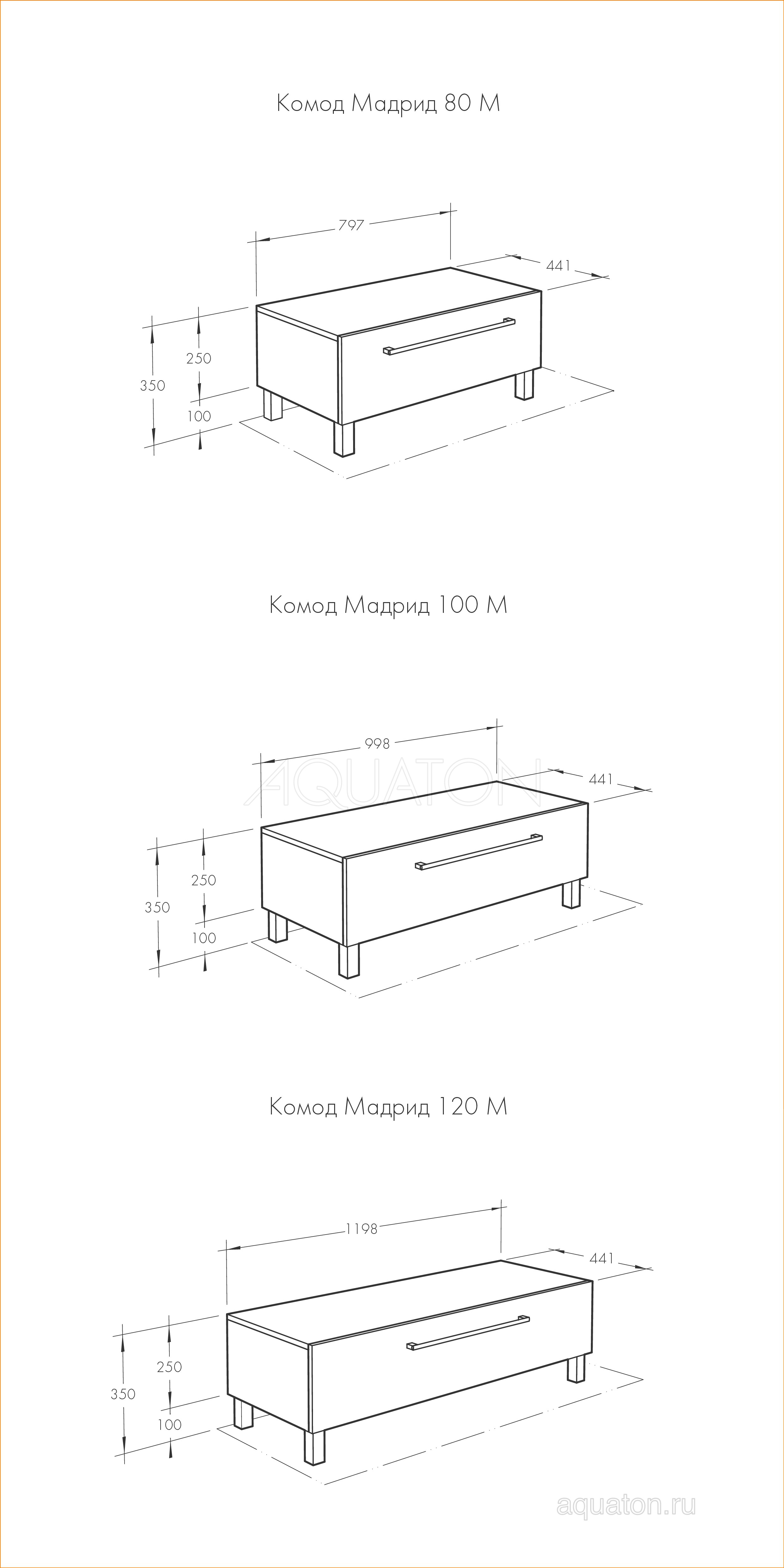 Комод белый 100см Aquaton Мадрид 1A127903MA010