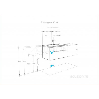 Тумба под раковину белая 80см AQUATON Мадрид 1A126801MA010