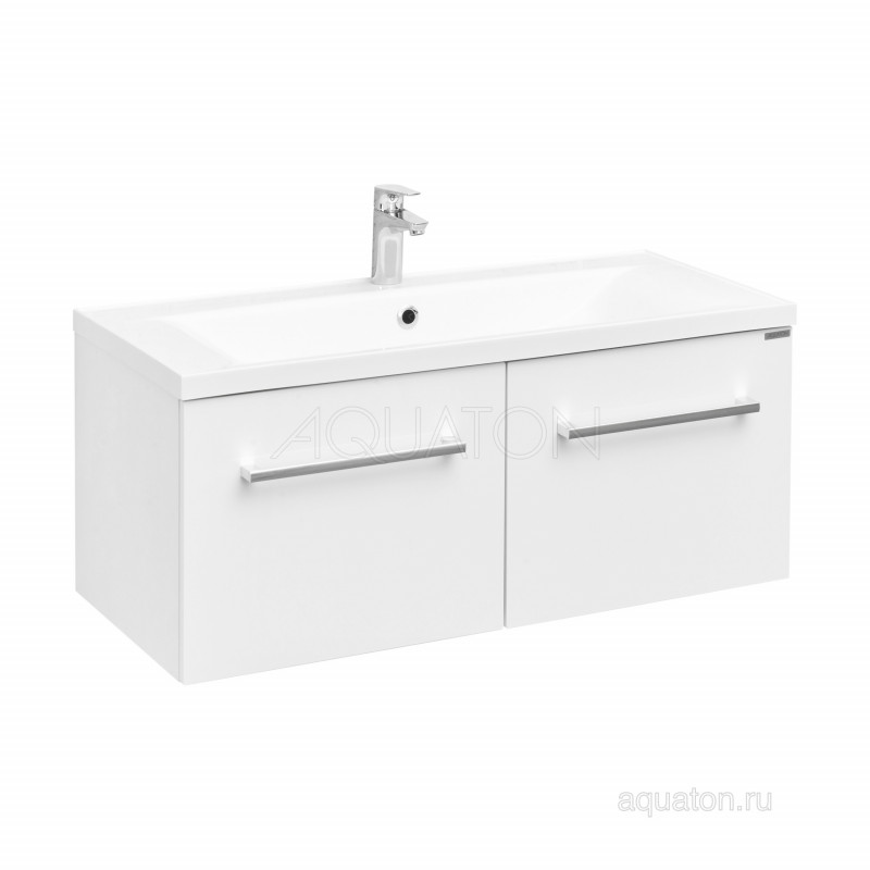 Тумба под раковину 2 ящика белая 100см AQUATON Мадрид 1A128001MA010