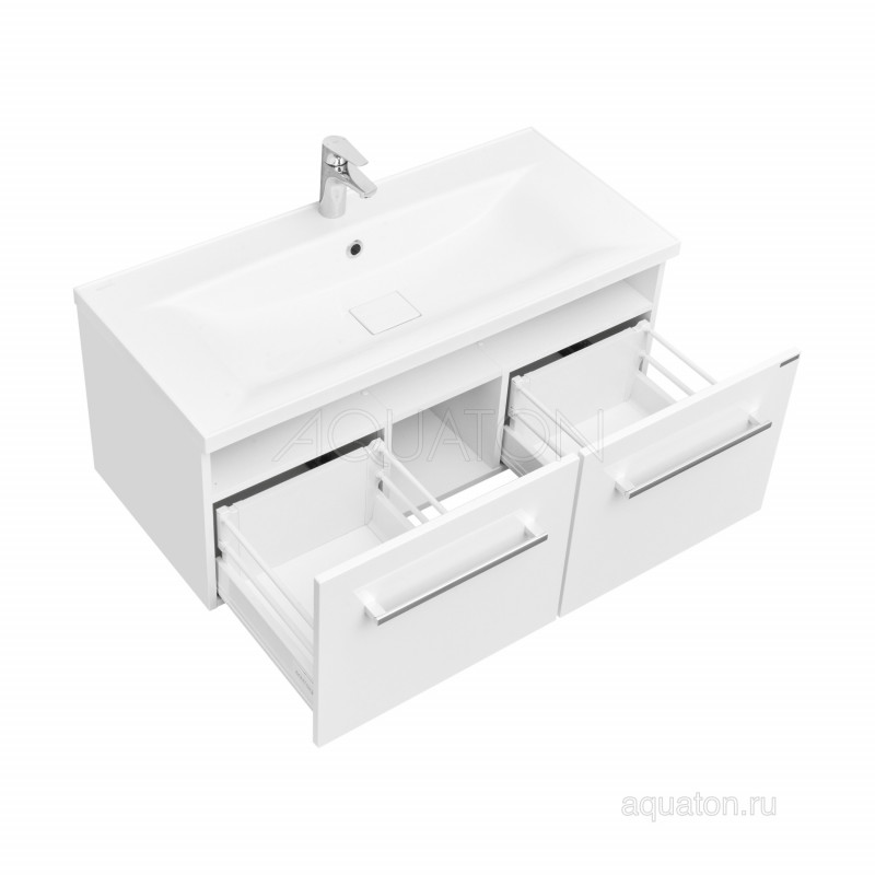Тумба под раковину 2 ящика белая 100см AQUATON Мадрид 1A128001MA010