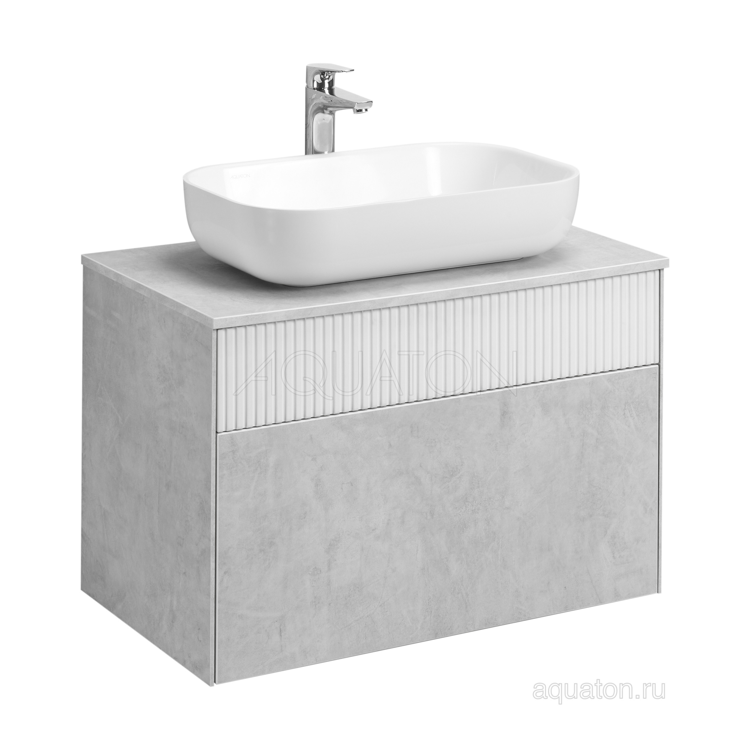 Тумба под раковину слэйт/белая 80см AQUATON Марбл 1A276201MH4C0