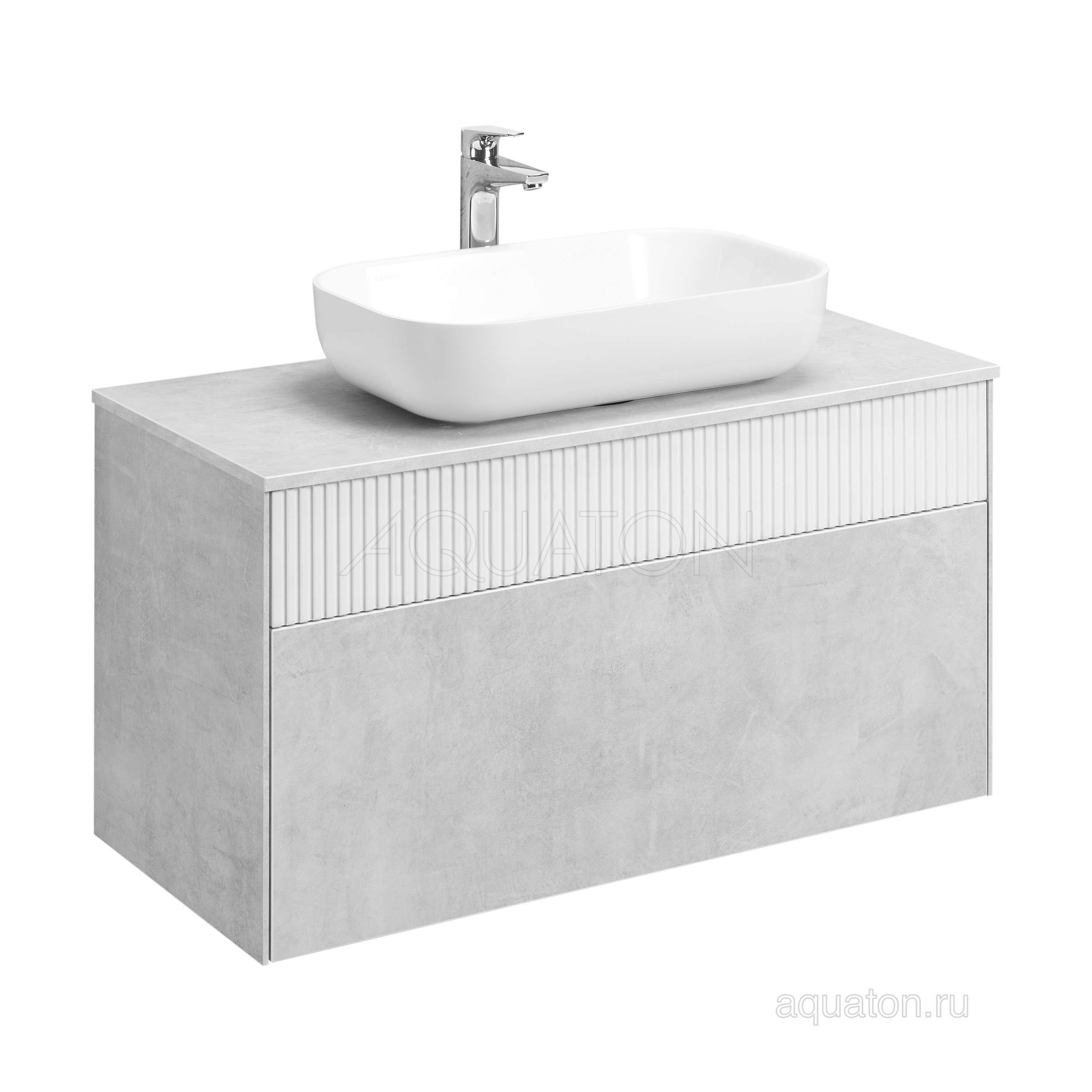 Тумба под раковину слэйт/белая 100см AQUATON Марбл 1A276301MH4C0