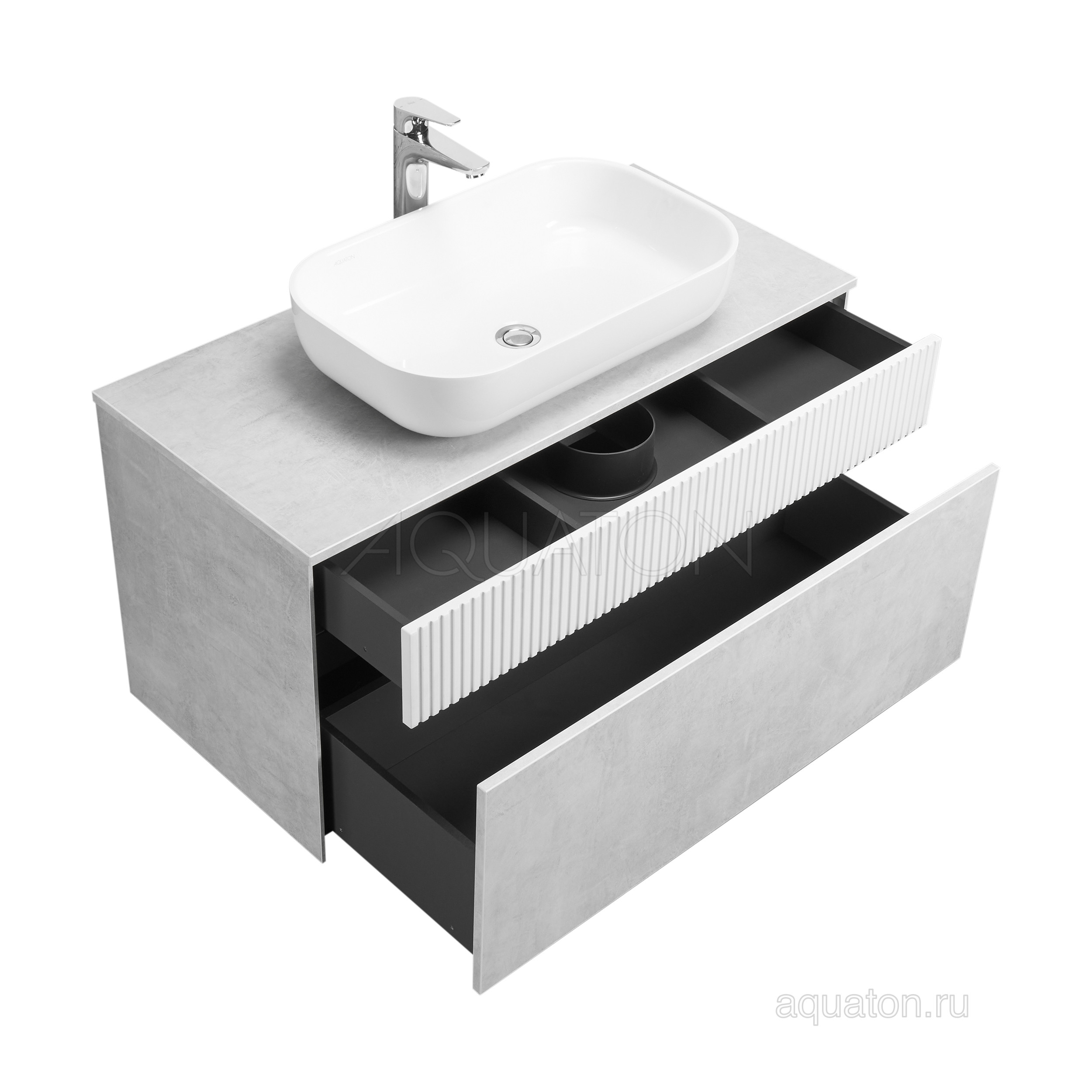 Тумба под раковину слэйт/белая 100см AQUATON Марбл 1A276301MH4C0