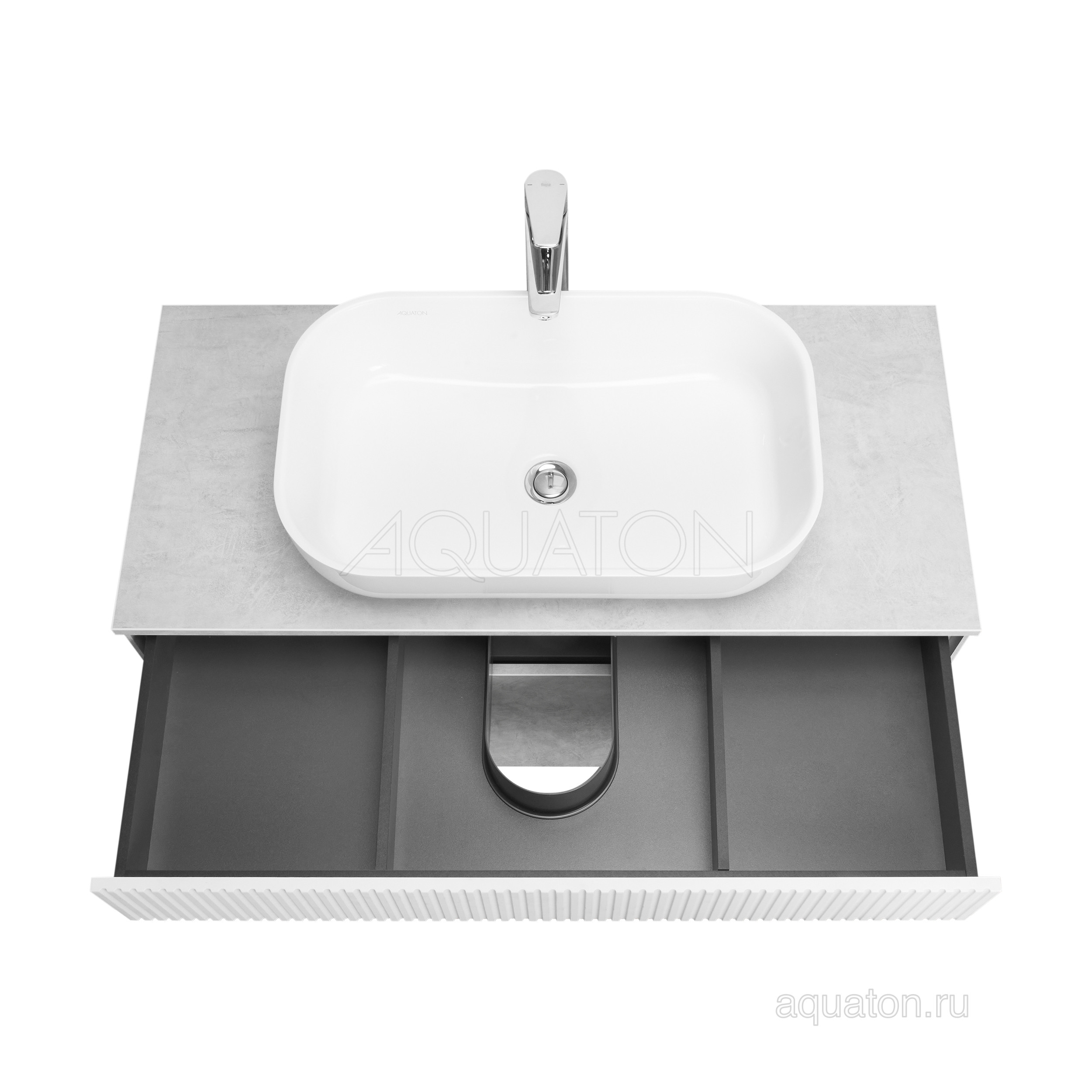 Тумба под раковину слэйт/белая 100см AQUATON Марбл 1A276301MH4C0