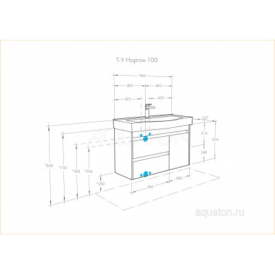 Тумба под раковину белая 100см AQUATON Нортон 1A249001NT010