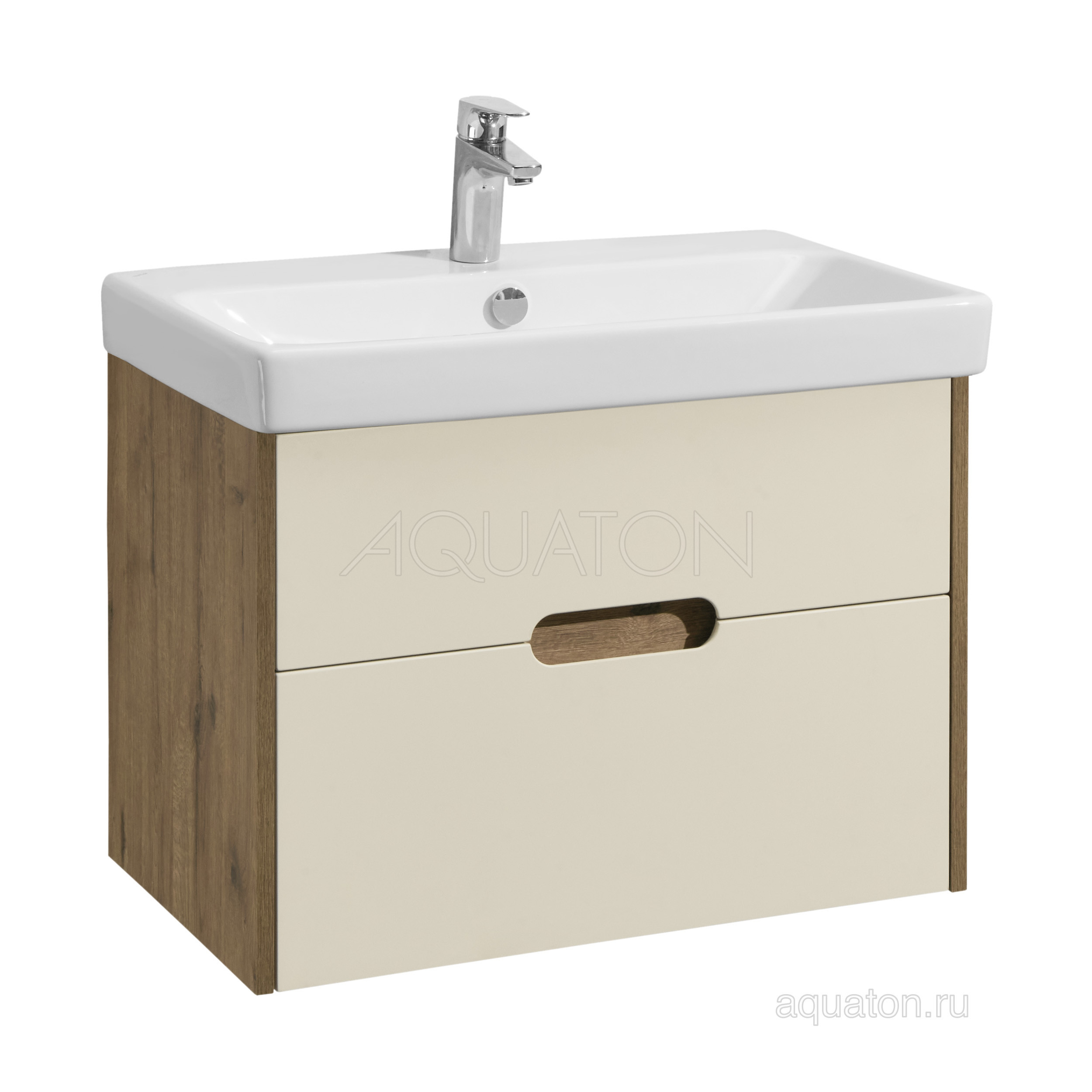Тумба под раковину бежевая/дуб 70см AQUATON Оливия 1A254301OLVG0