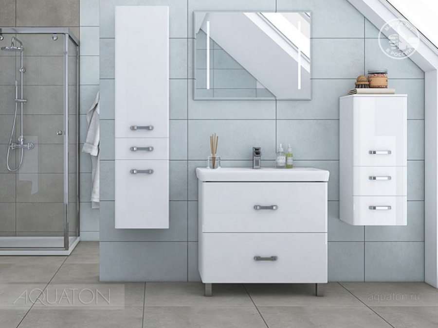 Зеркало с подсветкой белое 80см Aquaton Отель 1A101302OT010