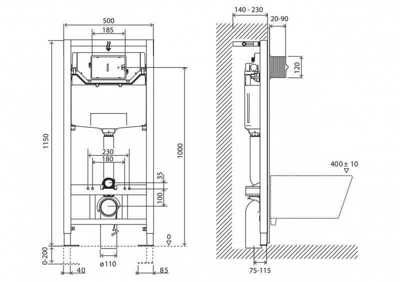 Система инсталляции для унитазов BelBagno BB001-120 с кнопкой смыва BB014-SR-BIANCO, белый