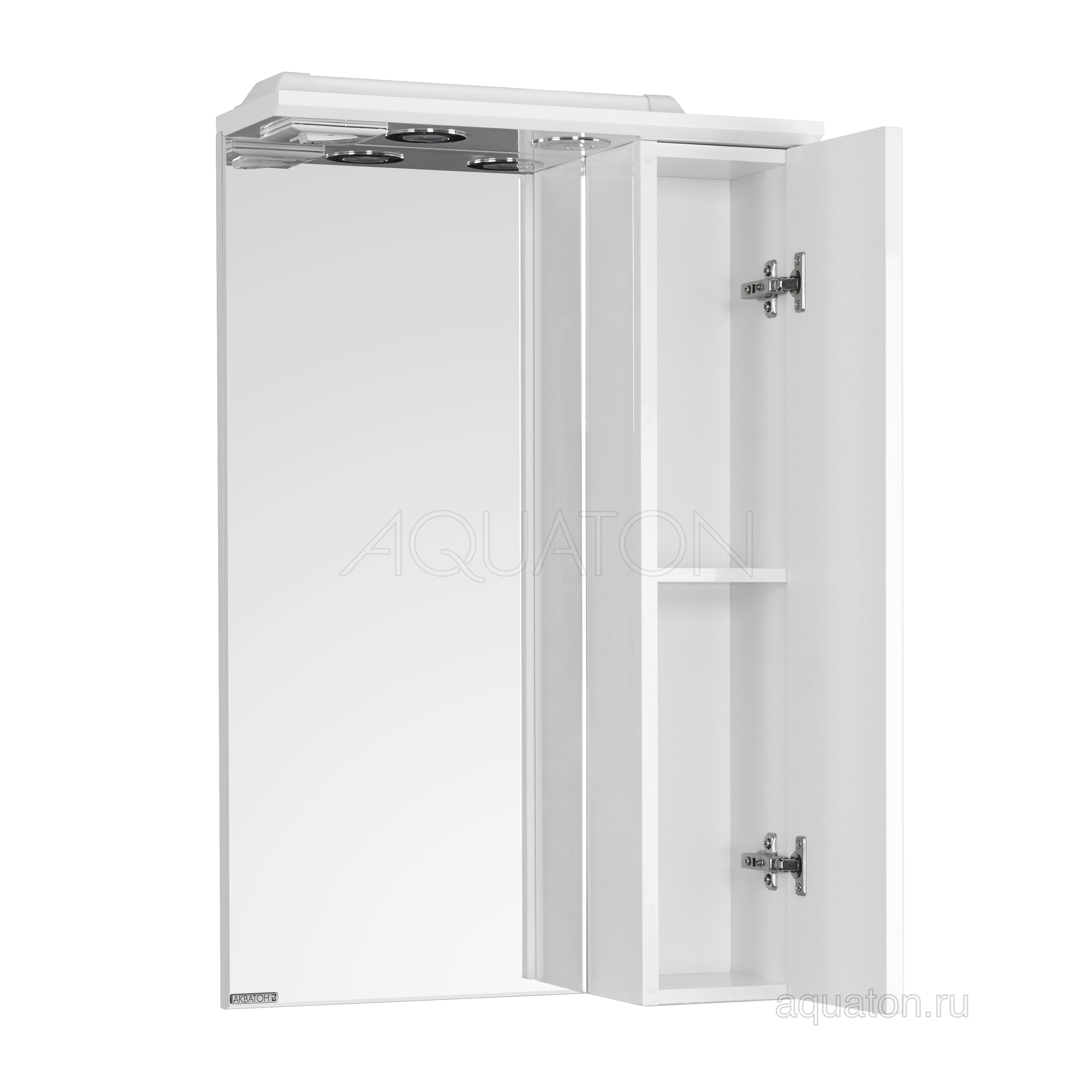 Зеркальный шкаф белый правый 50см Aquaton Панда 1A007402PD01R