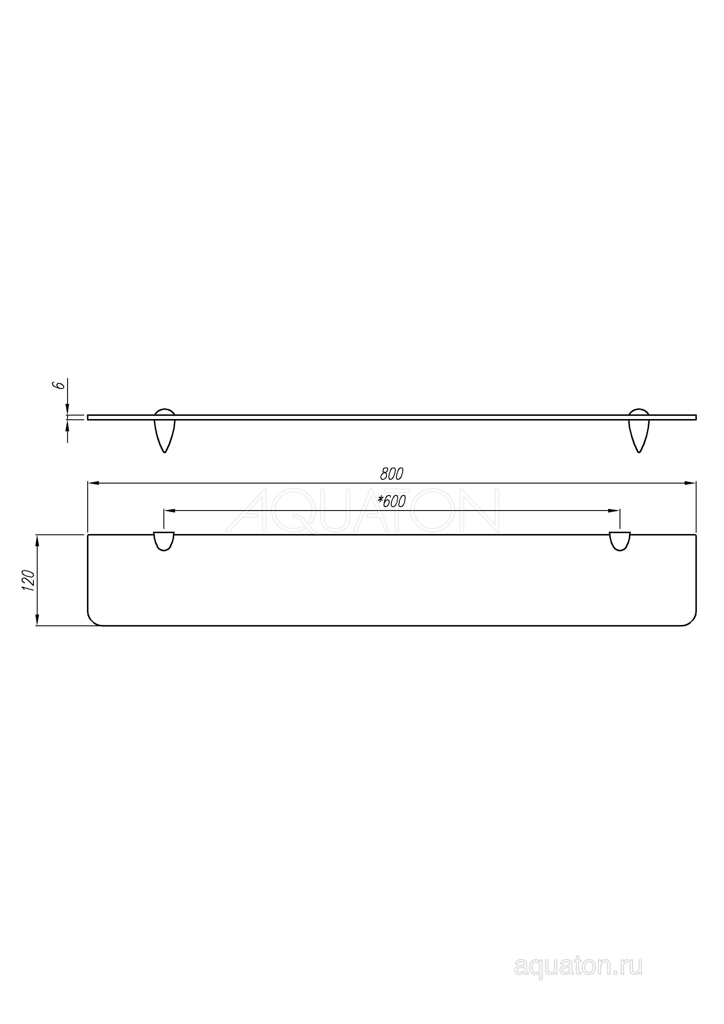 Полка подвесная стеклянная 80см Aquaton 1A144603AA010