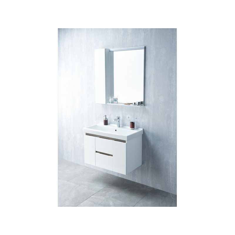 Зеркальный шкаф белый/грецкий орех 80см Aquaton Рене 1A222502NRC80