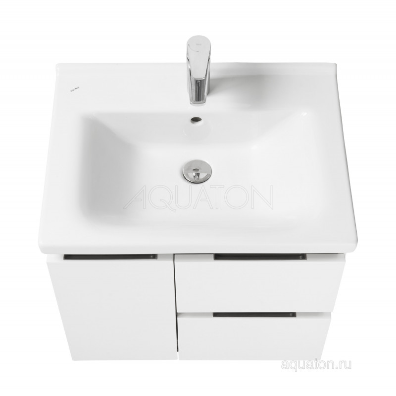 Тумба под раковину белая/грецкий орех 60см AQUATON Рене 1A258501NRC80