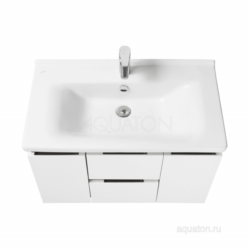 Тумба под раковину белая/грецкий орех 80см AQUATON Рене 1A258601NRC80