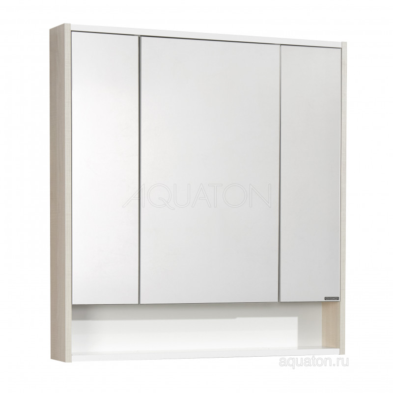 Зеркальный шкаф белый/ясень 80см Aquaton Рико 1A215302RIB90