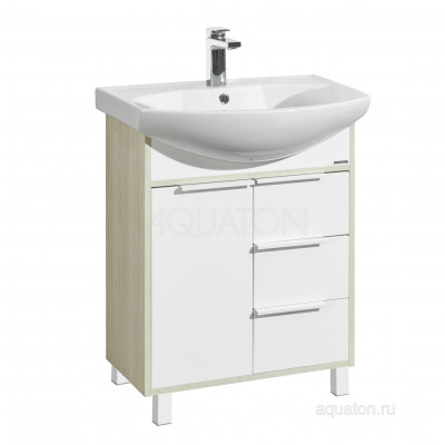 Тумба под раковину белая/ясень 65см AQUATON Рико 1A213301RIB90