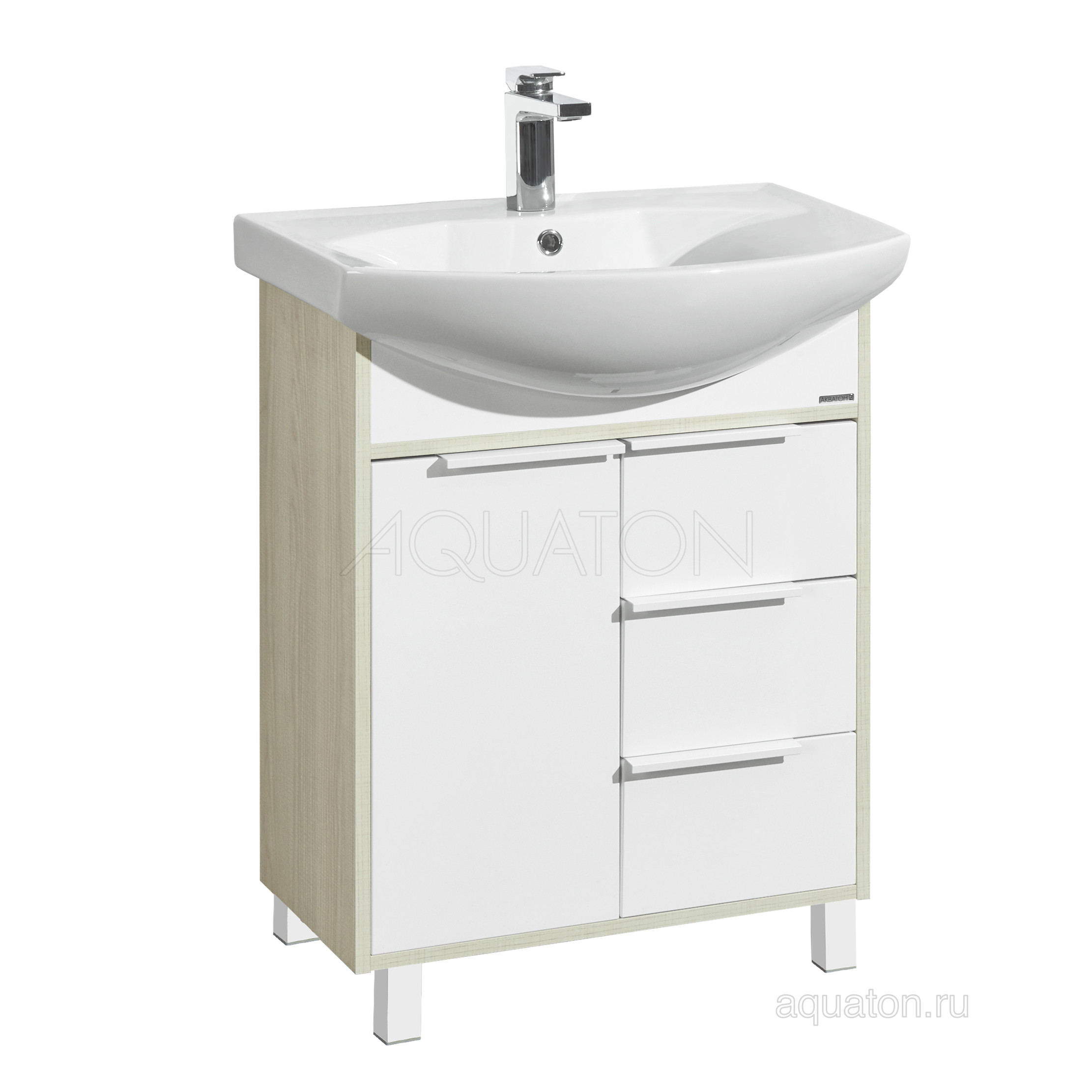 Тумба под раковину белая/ясень 65см AQUATON Рико 1A213301RIB90
