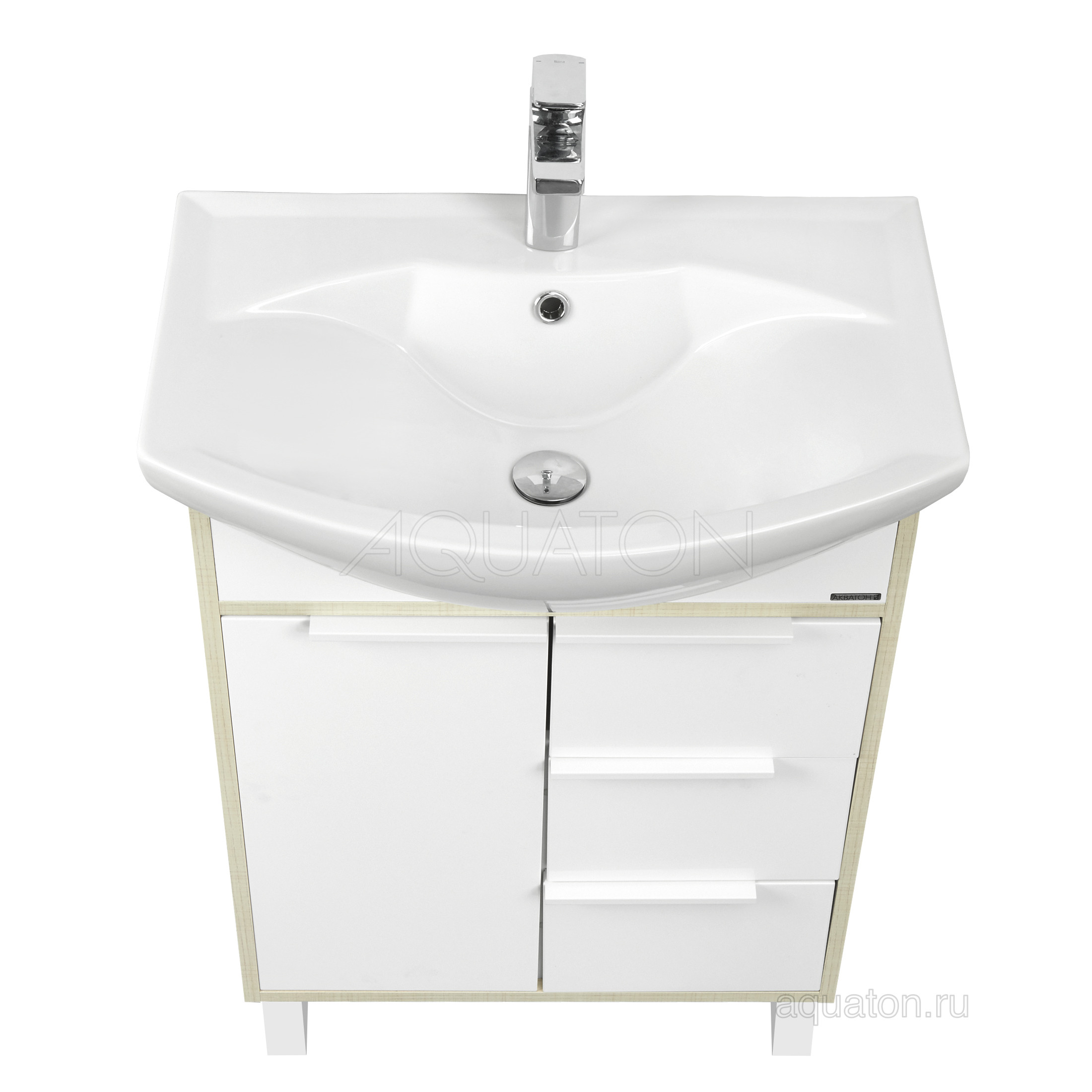Тумба под раковину белая/ясень 65см AQUATON Рико 1A213301RIB90