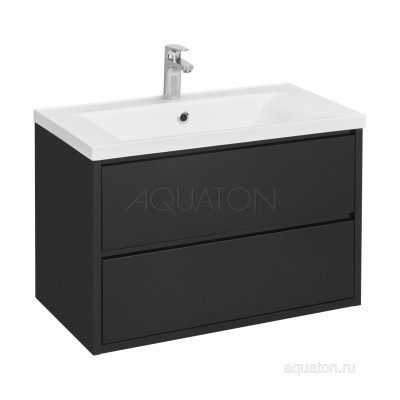 Тумба под раковину черная 80см AQUATON Римини 1A226701RN950