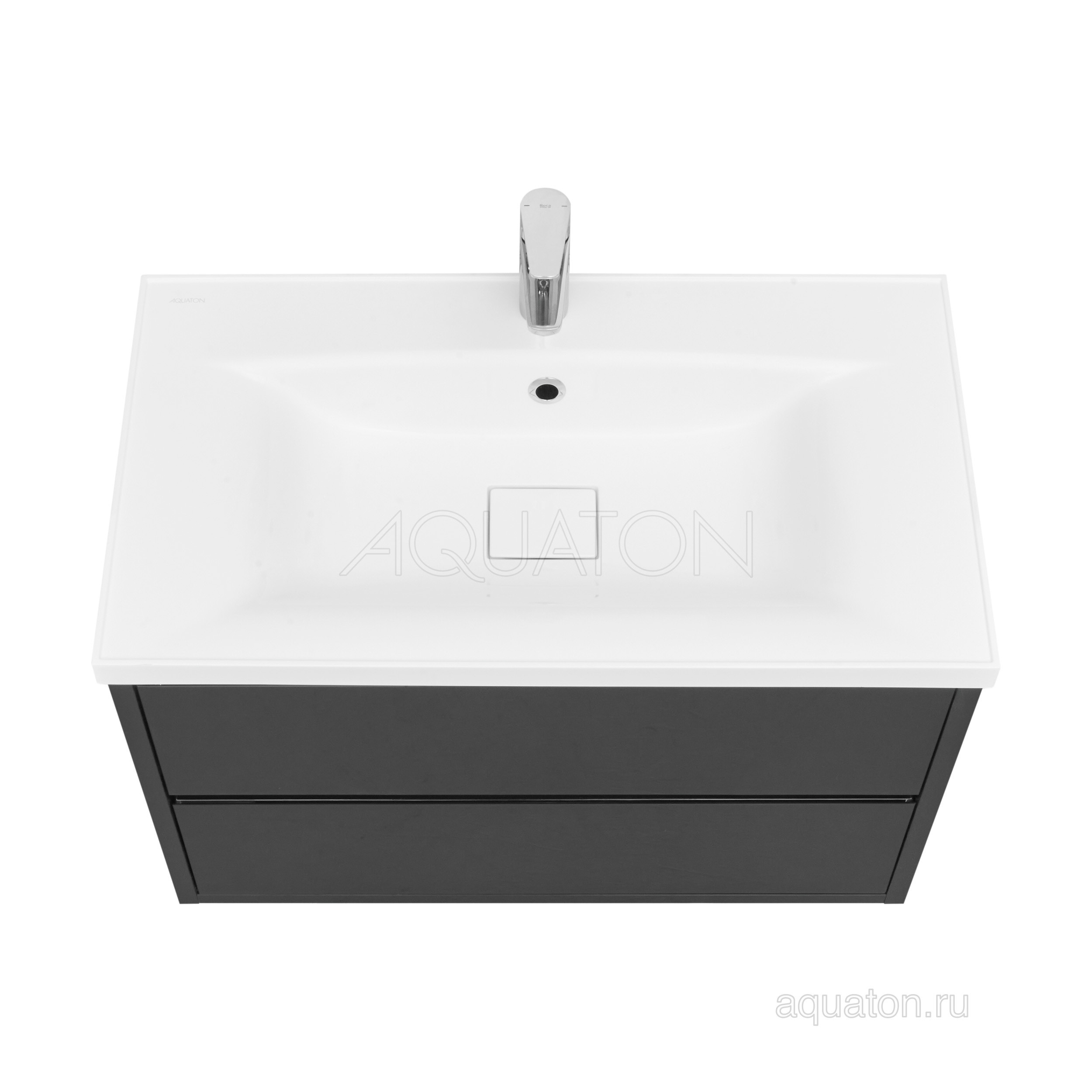 Тумба под раковину черная 80см AQUATON Римини 1A226701RN950